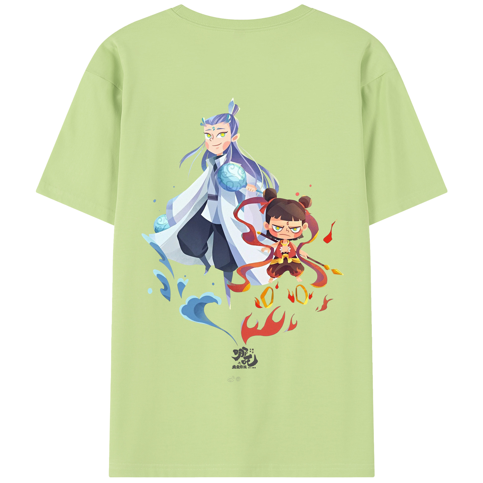（画像用） Ne Zha 2 ナタ 魔童の大暴れ 綿100％半袖Tシャツ（背面プリント）